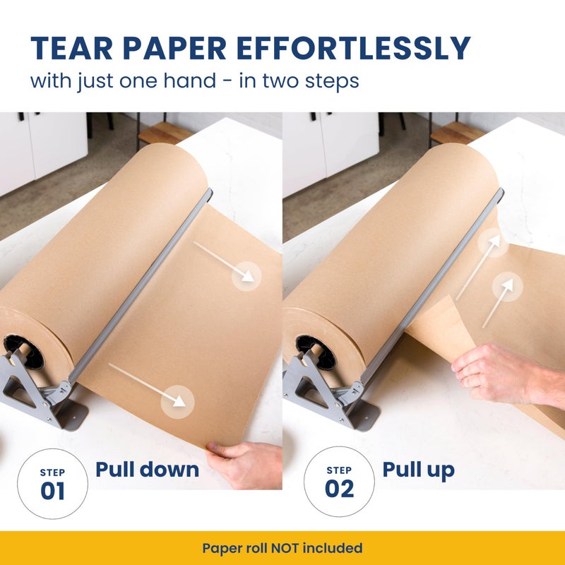 DIY Crew 24 Inch Paper Roll Dispenser and Cutter - Heavy-Duty Wall Mountable, Non Slip Tabletop - Kraft, Freezer, Butcher Paper - Up to 1000ft Rolls - Image 2